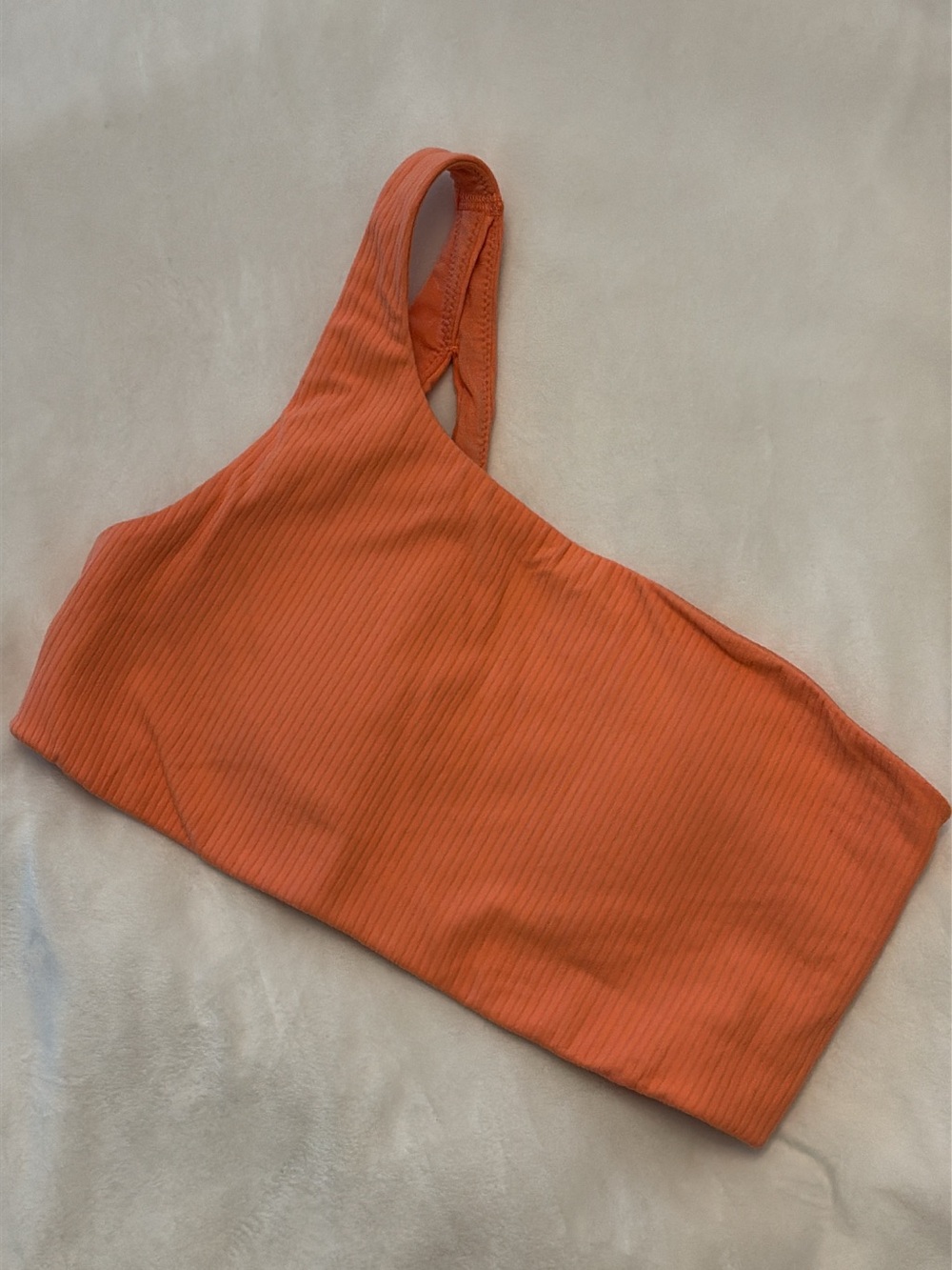 Lululemon One-Shoulder Ribbed Crop Top in Bright Orange